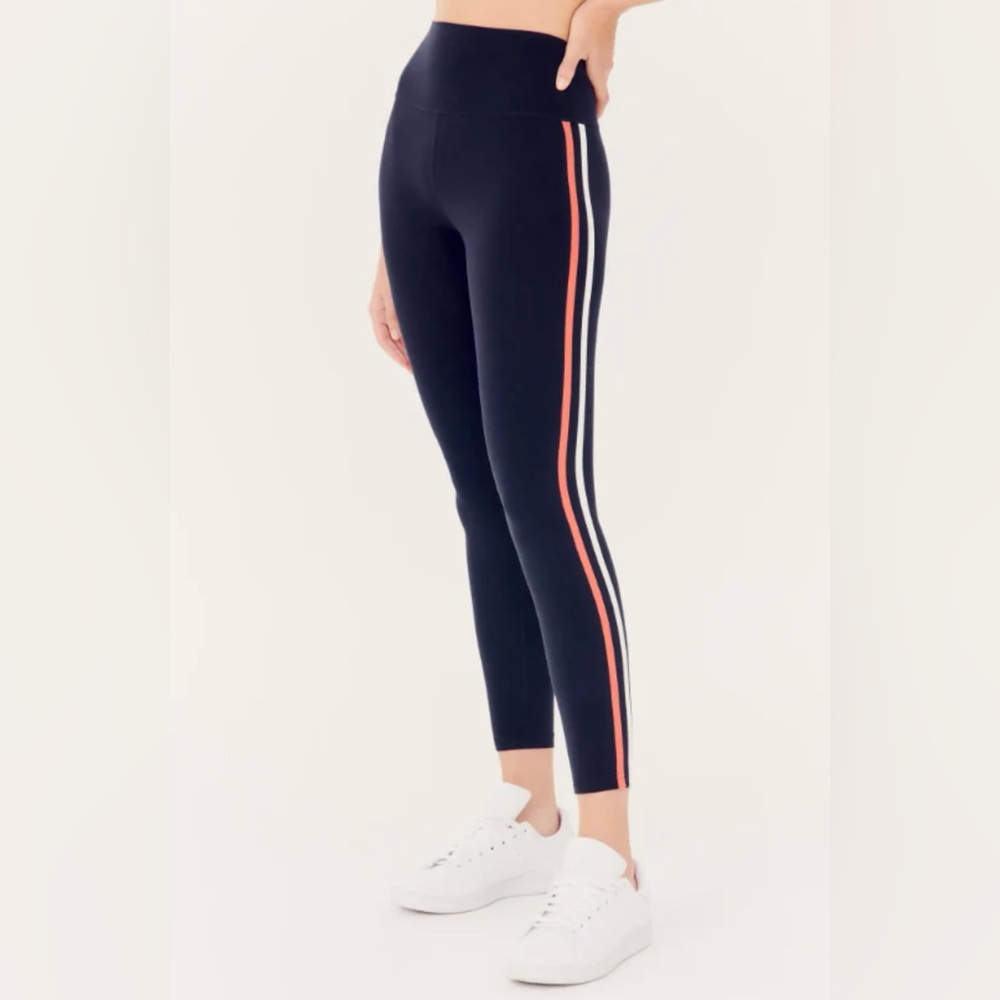 Splits59 Ella High Waist Airweight 7/8 Indigo Blue Leggings W/ Stripes